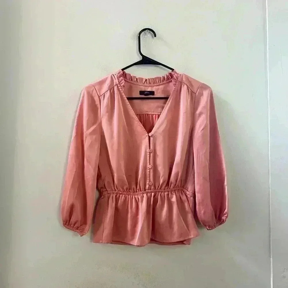 J.crew satin pink blouse‎ 00 petite